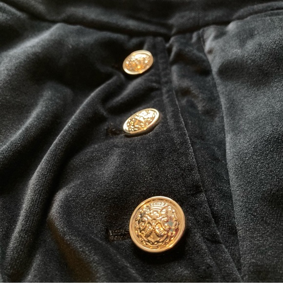 Maison D'Amelie Black Velour Straight Leg Sailor Trousers with Gold Buttons - Picture 11 of 12
